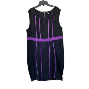 TORRID Little Black Dress Purple Stipes Sleeveless SZ 20 Goth Evening Office